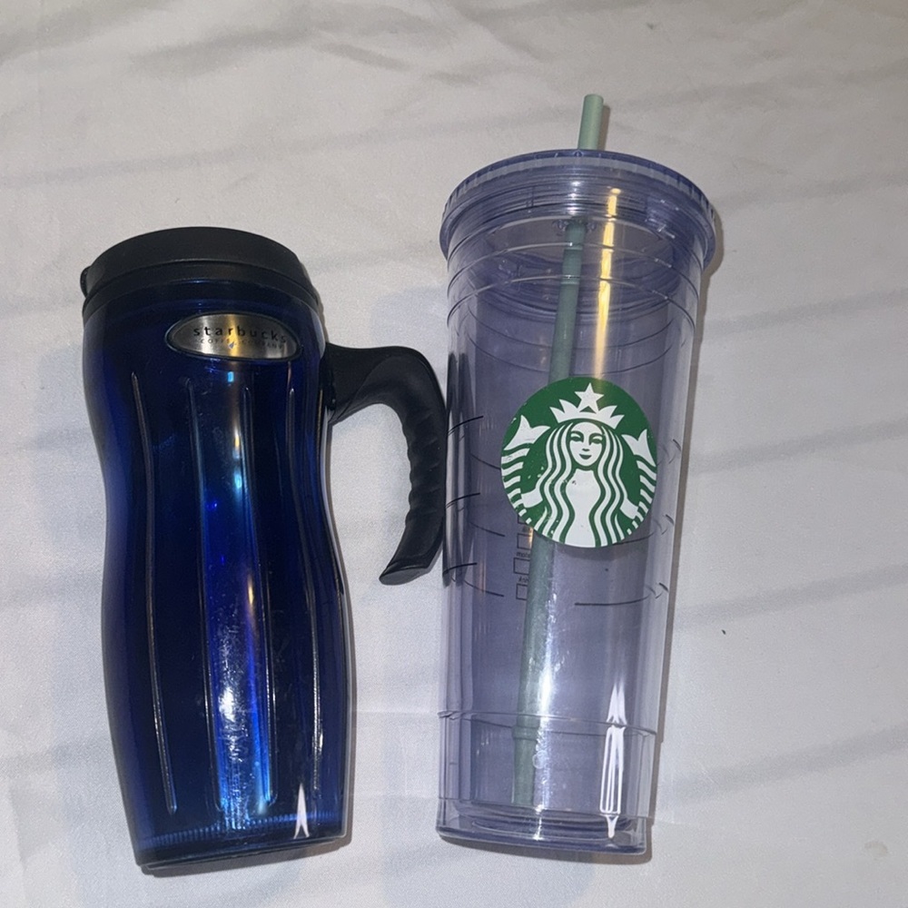 Starbucks bundle- Blue Travel Mug Tumbler & Tumbler Venti Cold Cup w/Straw GUC